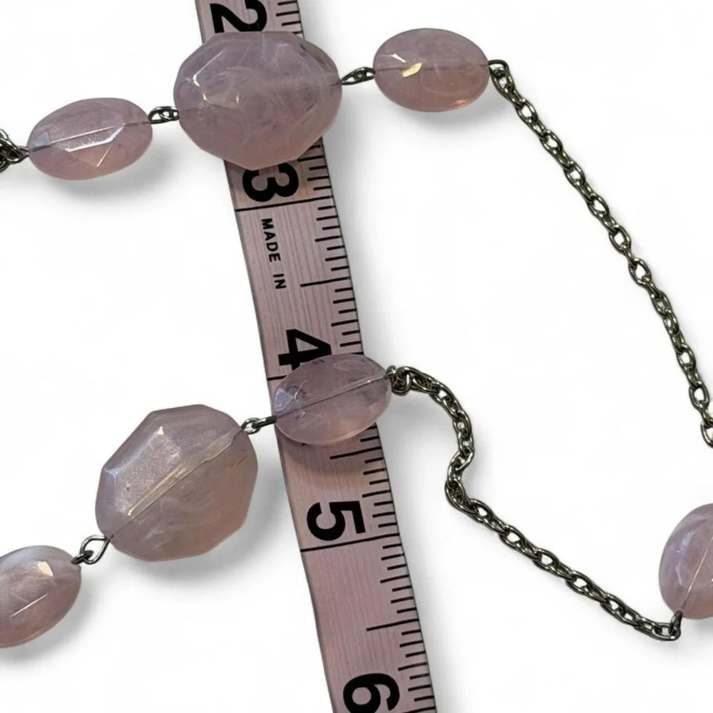 Vintage Long Light Pink Beaded Necklace‎